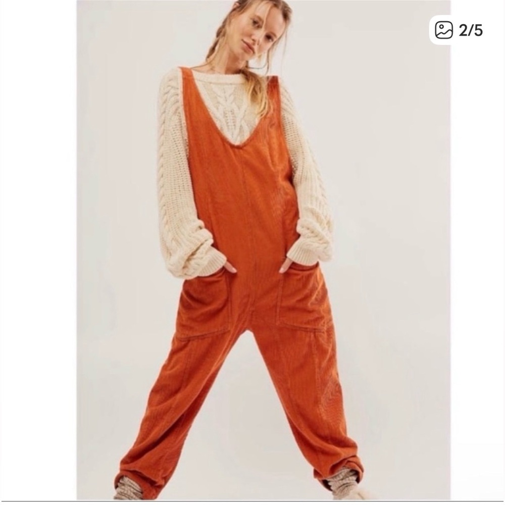 We The Free Corduroy Jumpsuit Burnt Orange Medium - Picture 6 of 16